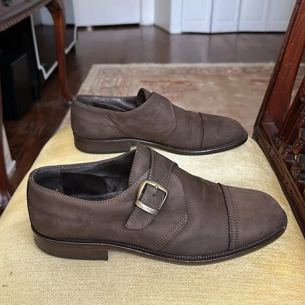 Nobel Shoes Men's Brown Leather Monk Strap Shoe EU 43 US 9.5-10